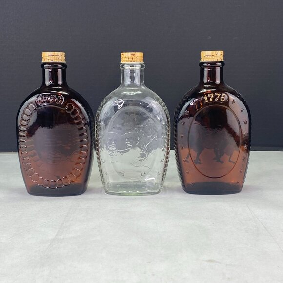 Vintage Log Cabin Syrup Bottles Lot Of 3 - Picture 5 of 9